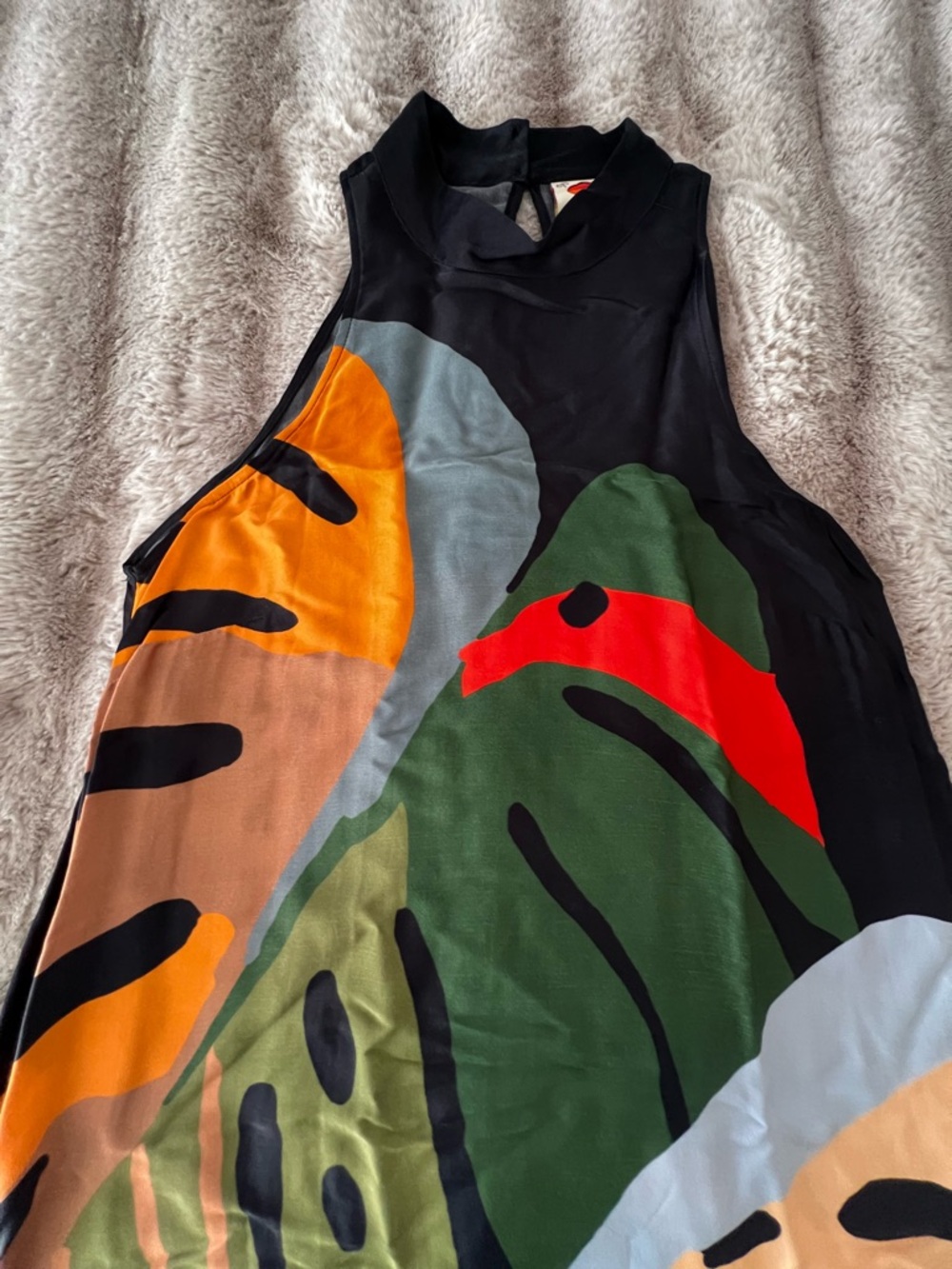 Farm Rio for Anthropologie Tropical Leaf Halter Maxi Dress Size M EUC - Picture 12 of 13